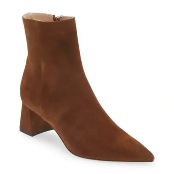 NEW AGL Mimma Suede Booties Pointed Toe Women's Brown Cognac Size 37 - Picture 1 of 9